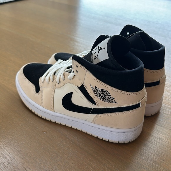 Nike Air Jordan 1 Mid Sneakers in Beige & Black Colorway - Picture 5 of 12